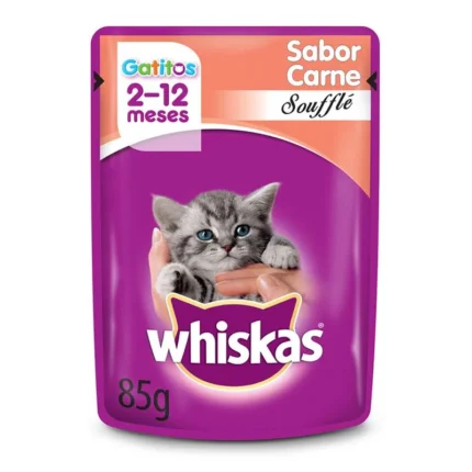 Alimento Whiskas pouch Gatitos Carne Souffle