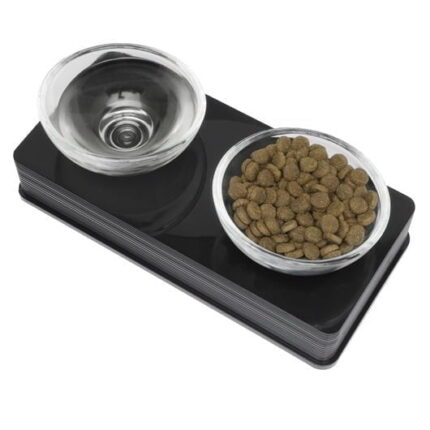 Catit Plato Doble Style Plástico y Vidrio Negro