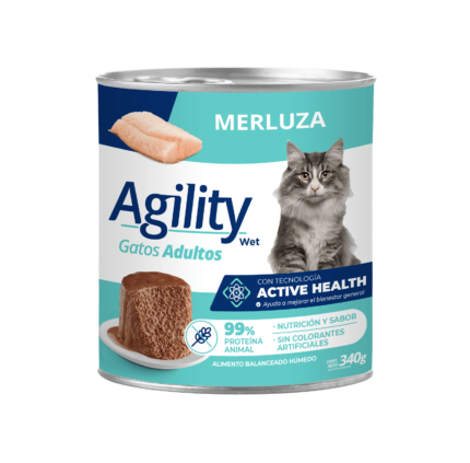 Alimento Agility en lata para gato adulto sabor merluza