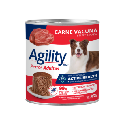 Alimento Agility para perro adulto en lata sabor carne vacuna