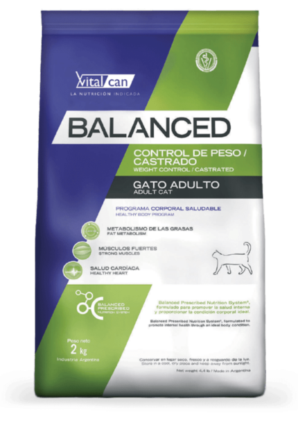 Alimento Balanced para gato adulto control de peso/castrado
