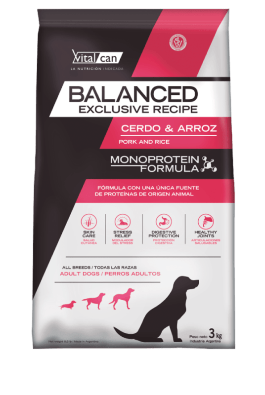 Alimento Balanced para perro exclusive recipe cerdo y arroz