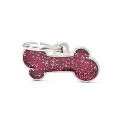 MEDALLA SHINE HUESO CON GLITTER ROJO