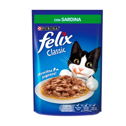 Alimento Felix classic pouch con sardina