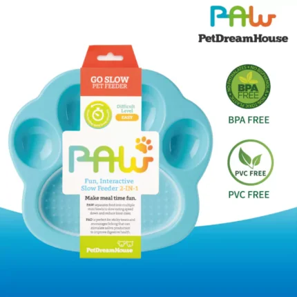 Comedero lento PAW 2 EN 1 MINI SLOW FEEDER & LICK PAD EASY azul