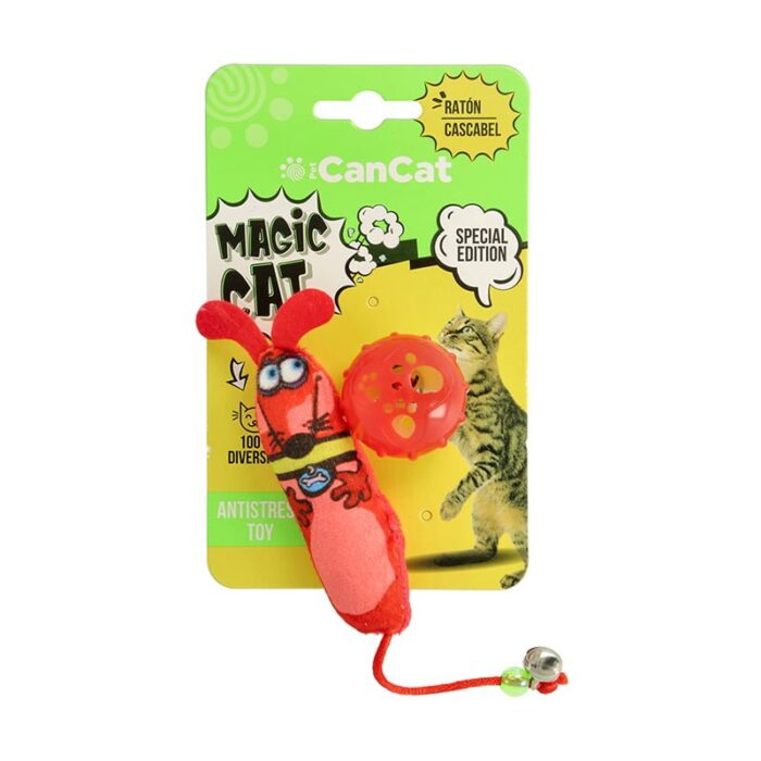 Juguete de ratón con cola y pelota Cancat para gatos