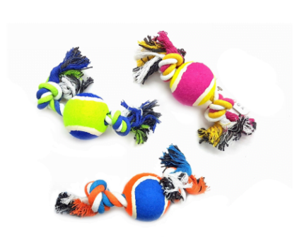 Juguete para perros de soga con pelota de tenis